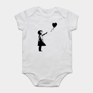 Funny Baby Girl With Heart Balloon Baby Bodysuit